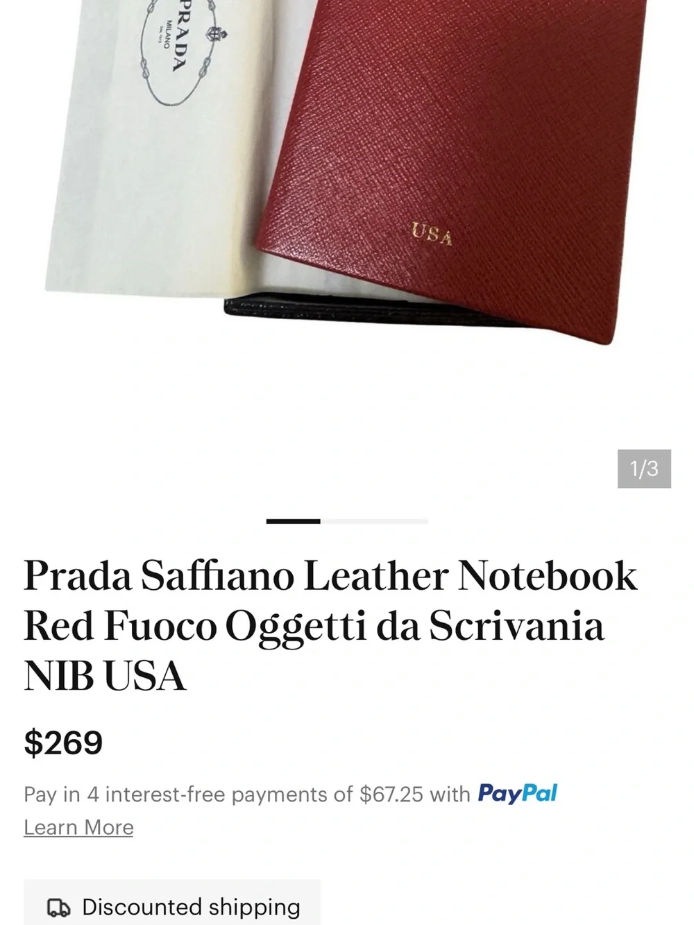 Prada Black Textured Leather Journal New Complete with Gift Box